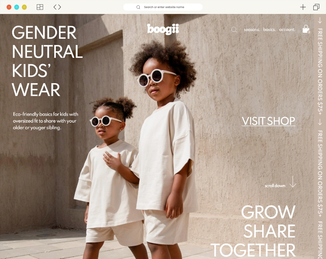 Boogii Kidz - Eco-Friendly Shopify Store for Sustainable, Gender-Neutral Brands