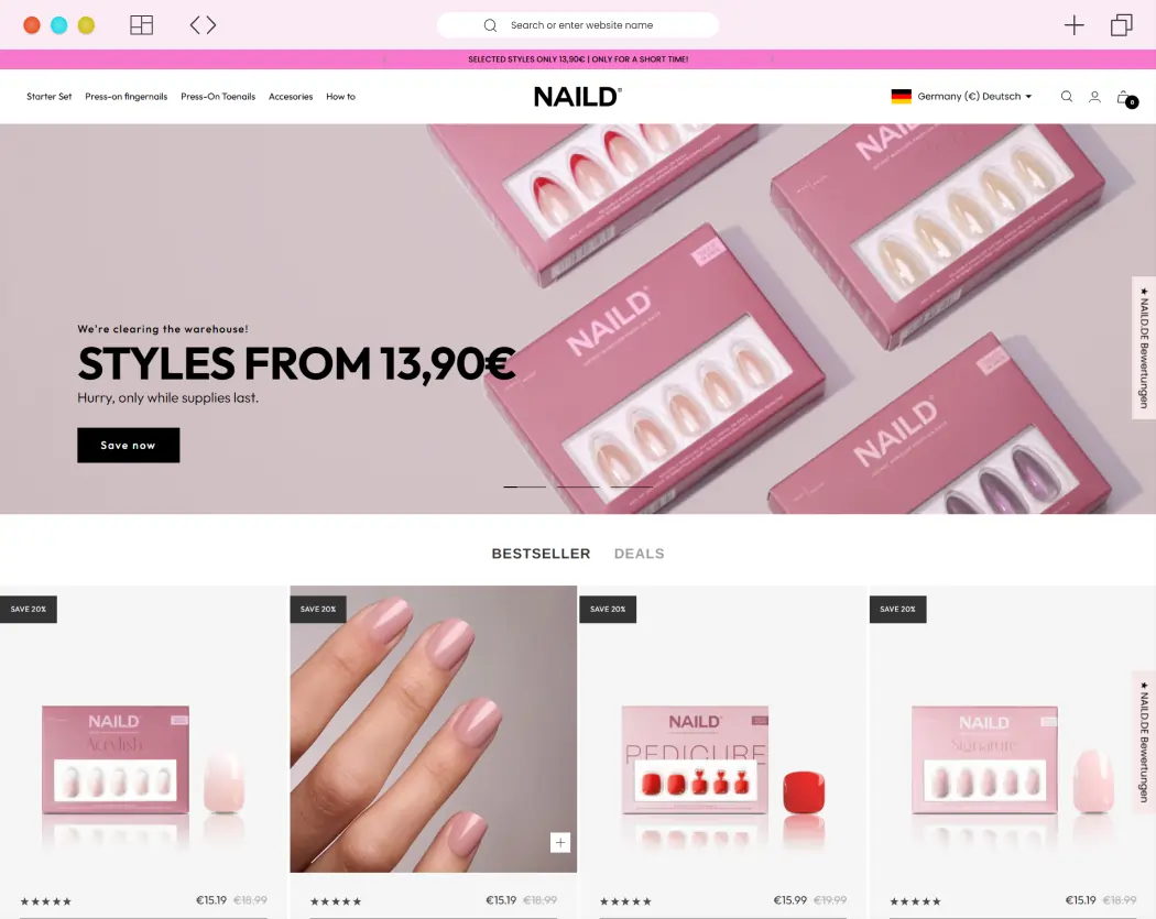 NAILD.de - Custom Shopify Store for Nail Salon (DACH Press-On Nails)