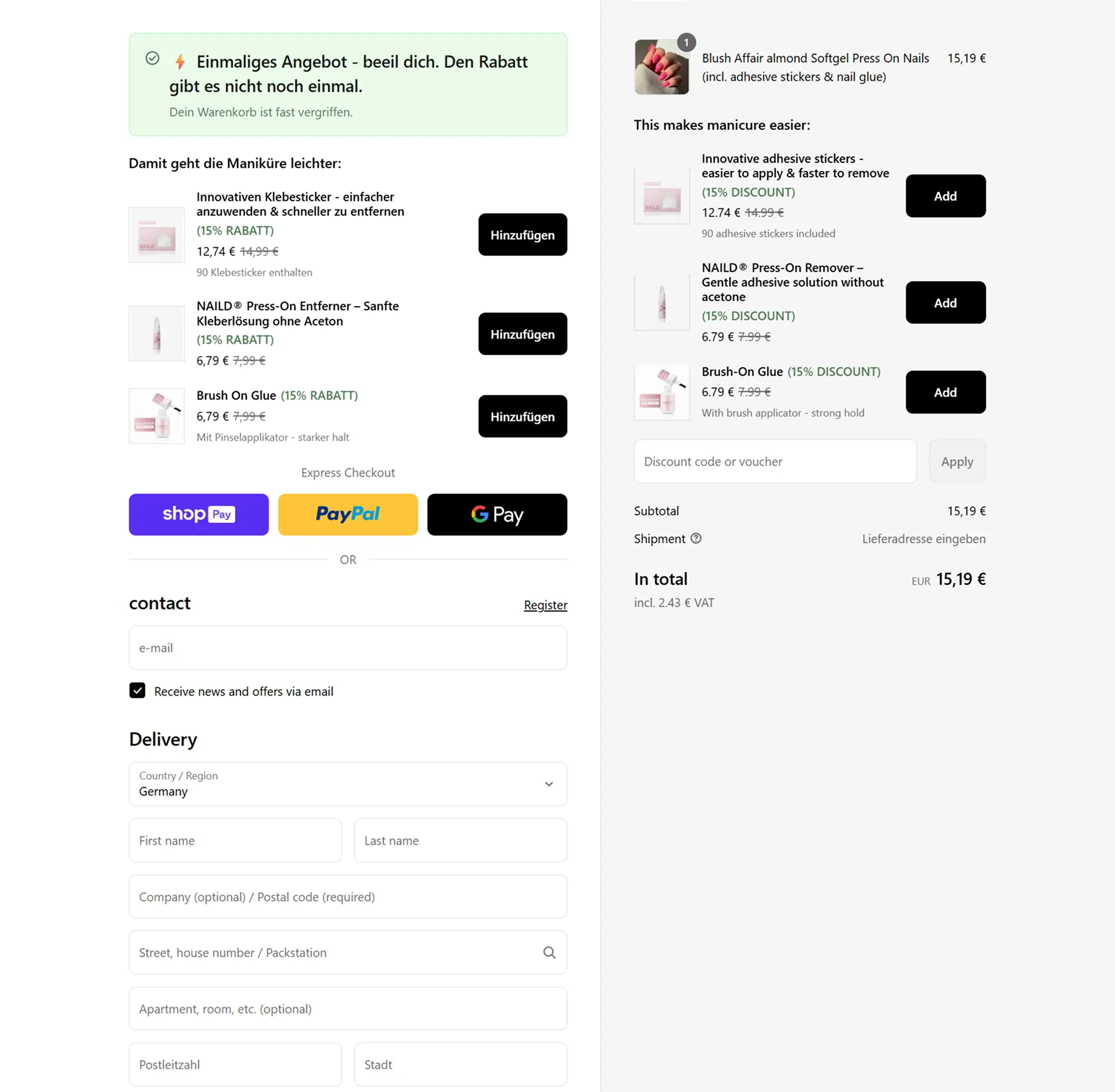 NAILD.de – Custom Shopify Store for Nail Salon (DACH Press-On Nails)