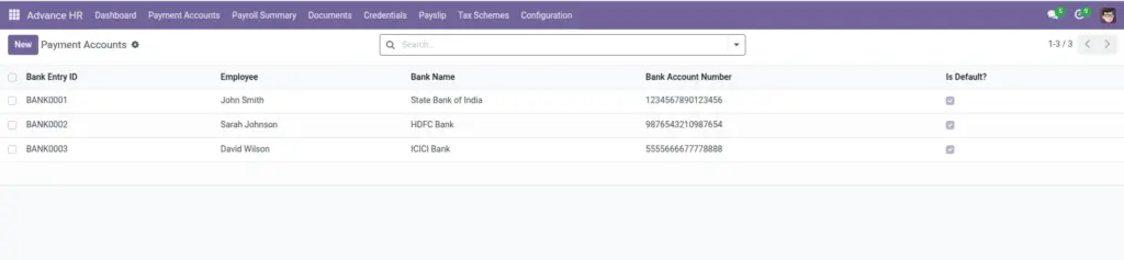 Employee Bank Accounts