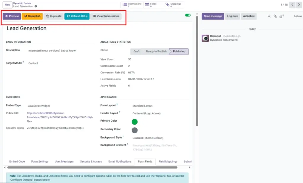 Publish, Preview & Duplicate a Form