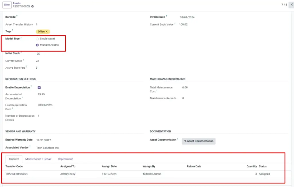 Stock control for “Multiple Assets” Stock control for “Multiple Assets”