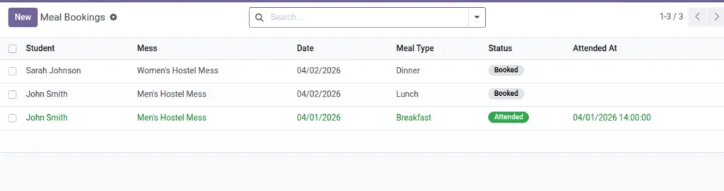 Mess & Meal Bookings Mess & Meal Bookings