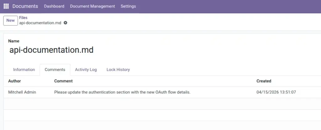 Comments & Activity Log