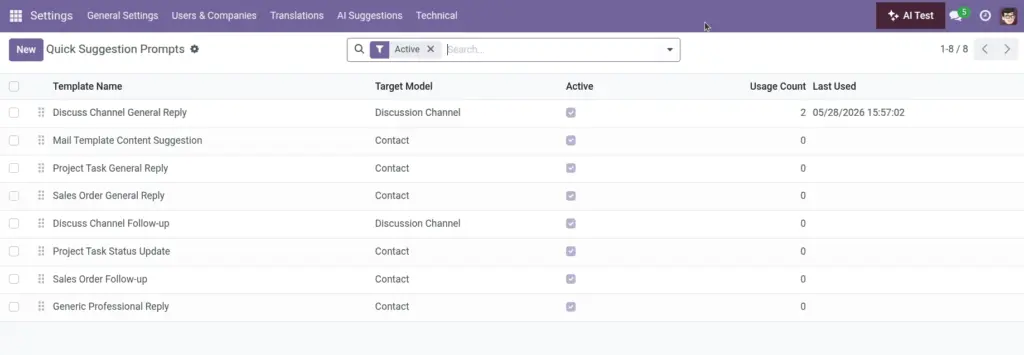 Quick Suggestion Prompts (Managers)