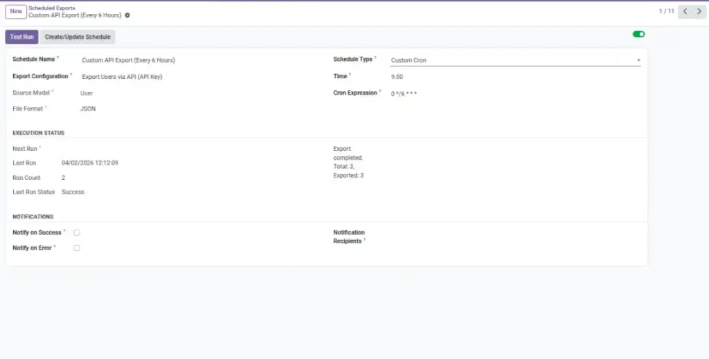 Scheduling Exports