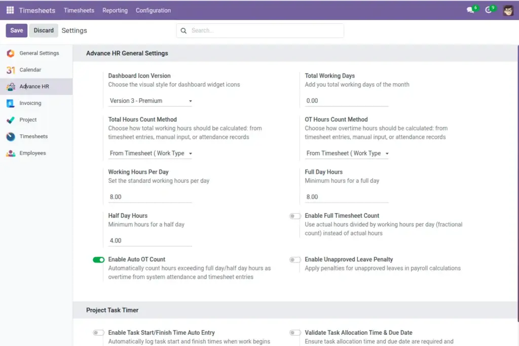 Timesheets & Attendance Settings