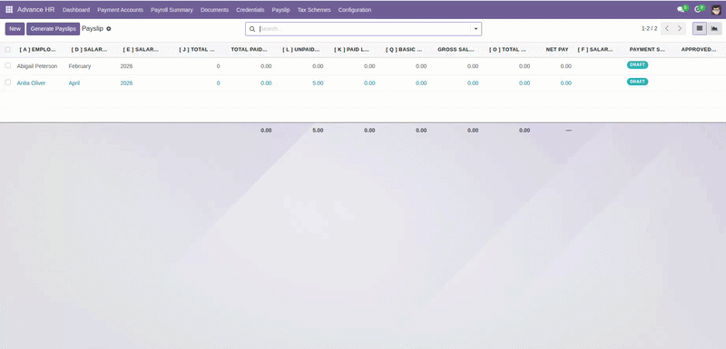 Generate Payslips