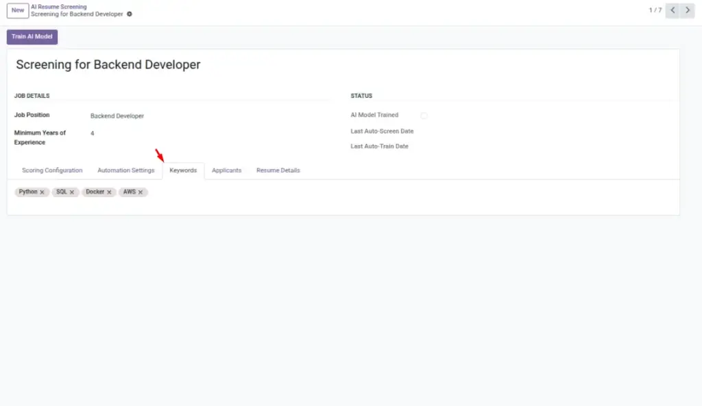 Configure Keywords