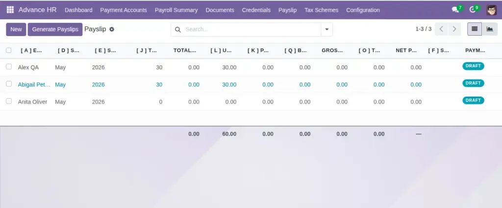 Payslip Report (PDF)