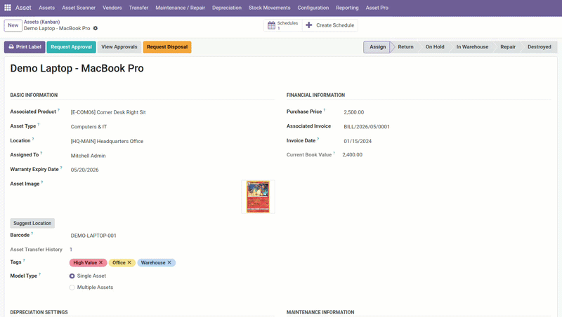 Odoo Asset Management Module for Asset Tracking, Depreciation & Maintenance Odoo Asset Management Module for Asset Tracking, Depreciation & Maintenance