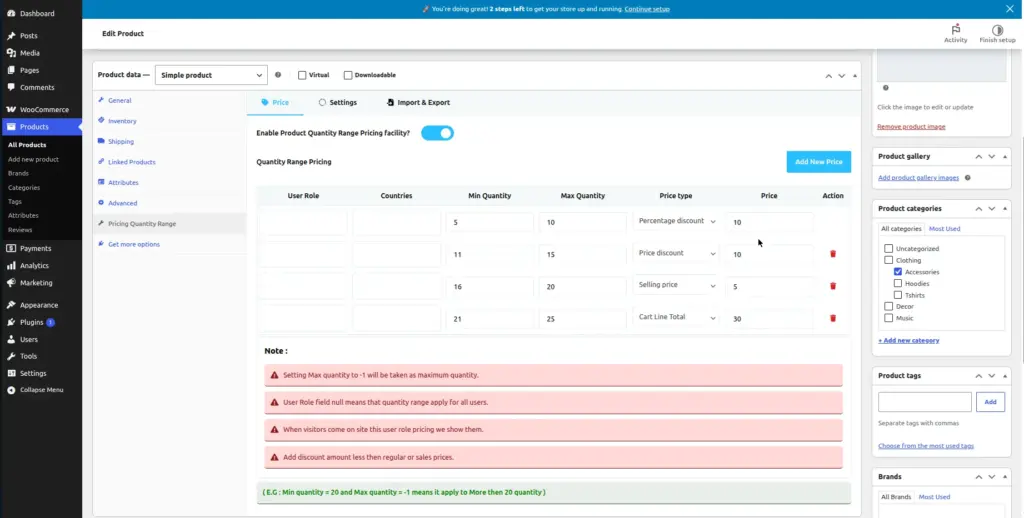 Product Pricing Setup Product Pricing Setup