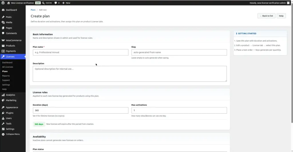 License Plans