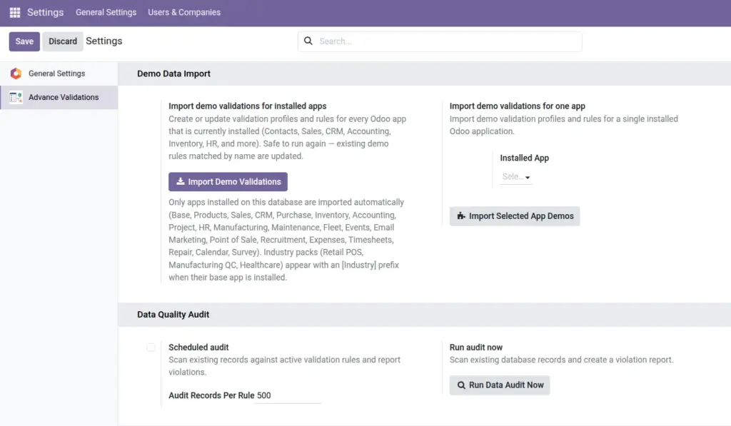 Settings, Demo Data & Alerts Settings, Demo Data & Alerts