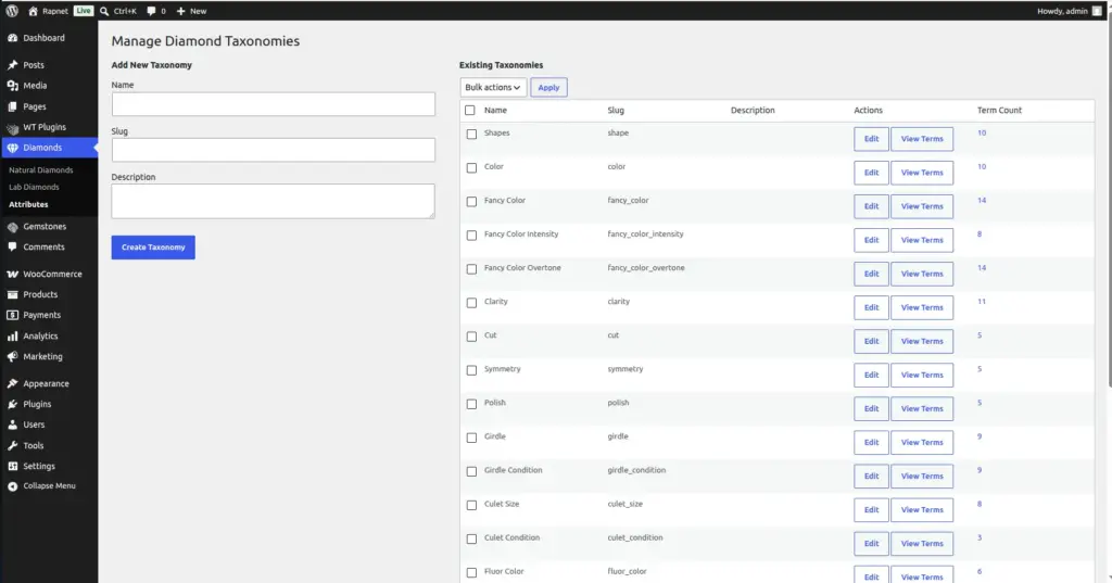Shape, Color & Clarity Options